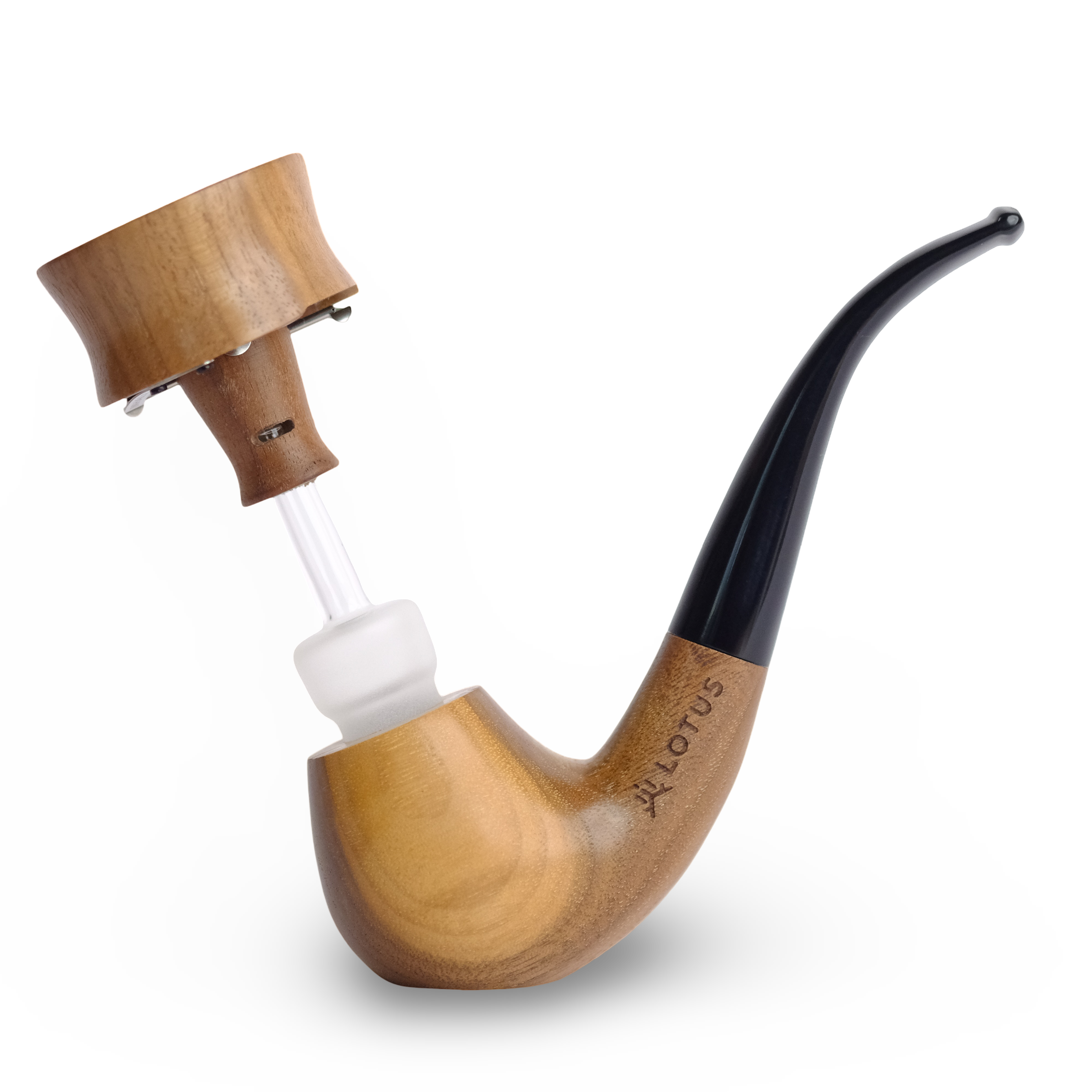 Elegant Lotus Gentleman Pipe crafted from walnut wood with a refined two-part design, featuring a 14mm connection for smooth and sophisticated use