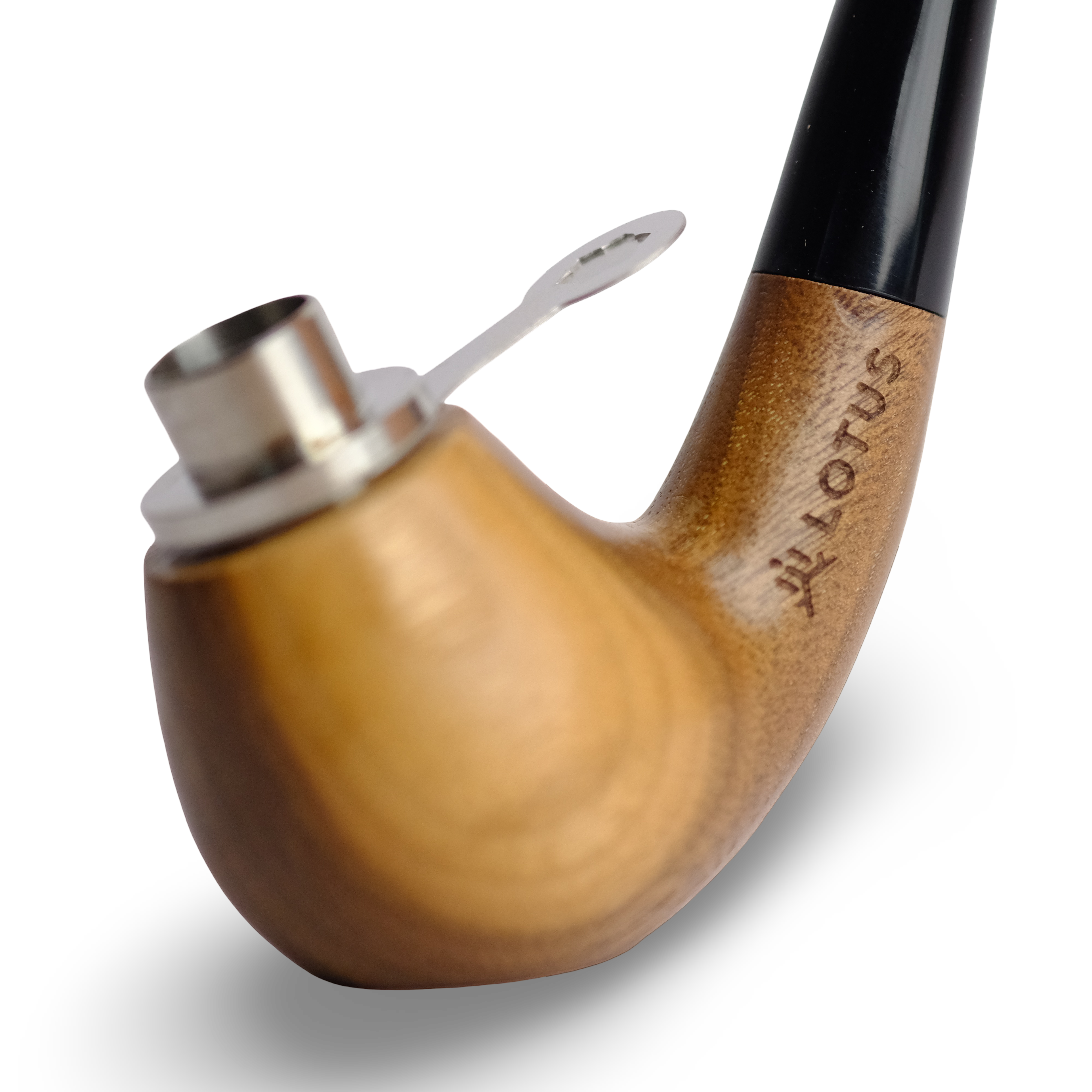 Elegant Lotus Gentleman Pipe crafted from walnut wood with a refined two-part design, featuring a 14mm connection for smooth and sophisticated use