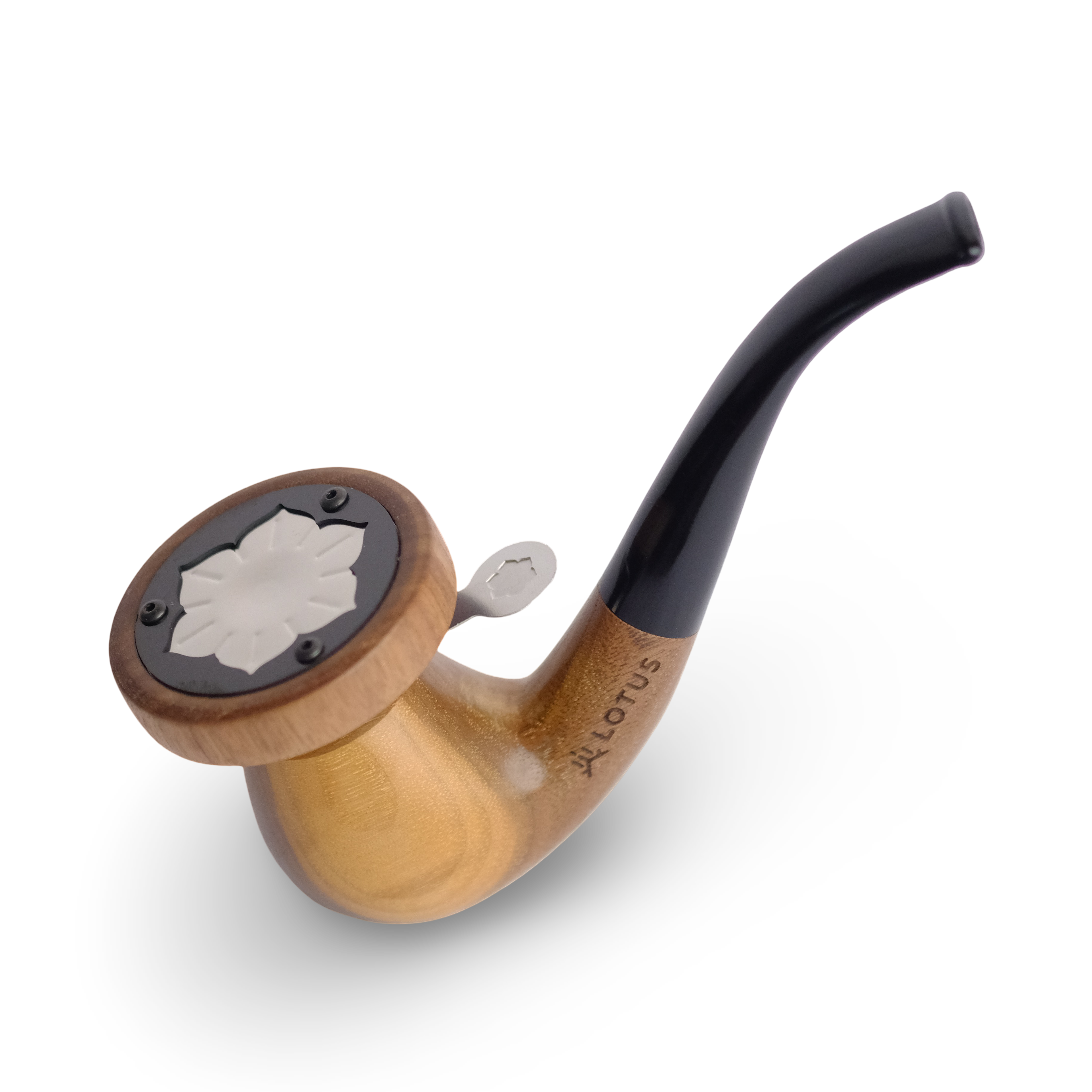 Elegant Lotus Gentleman Pipe crafted from walnut wood with a refined two-part design, featuring a 14mm connection for smooth and sophisticated use