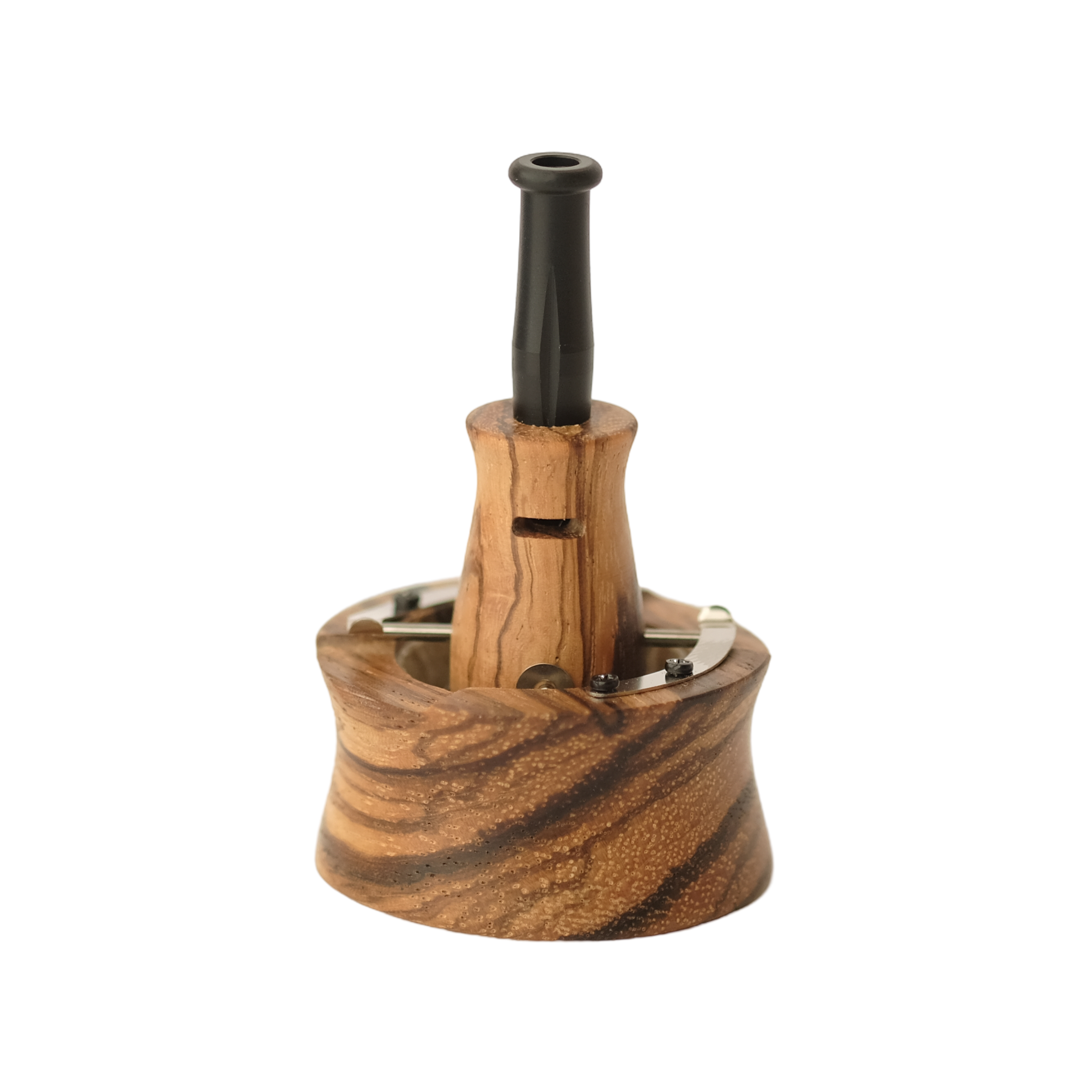 Vapman 2.0 Zebrano – A handcrafted vaporizer made from exotic Zebrano wood, featuring a gold-plated copper pan, precision heating, and adjustable airflow for a refined vaping experience.