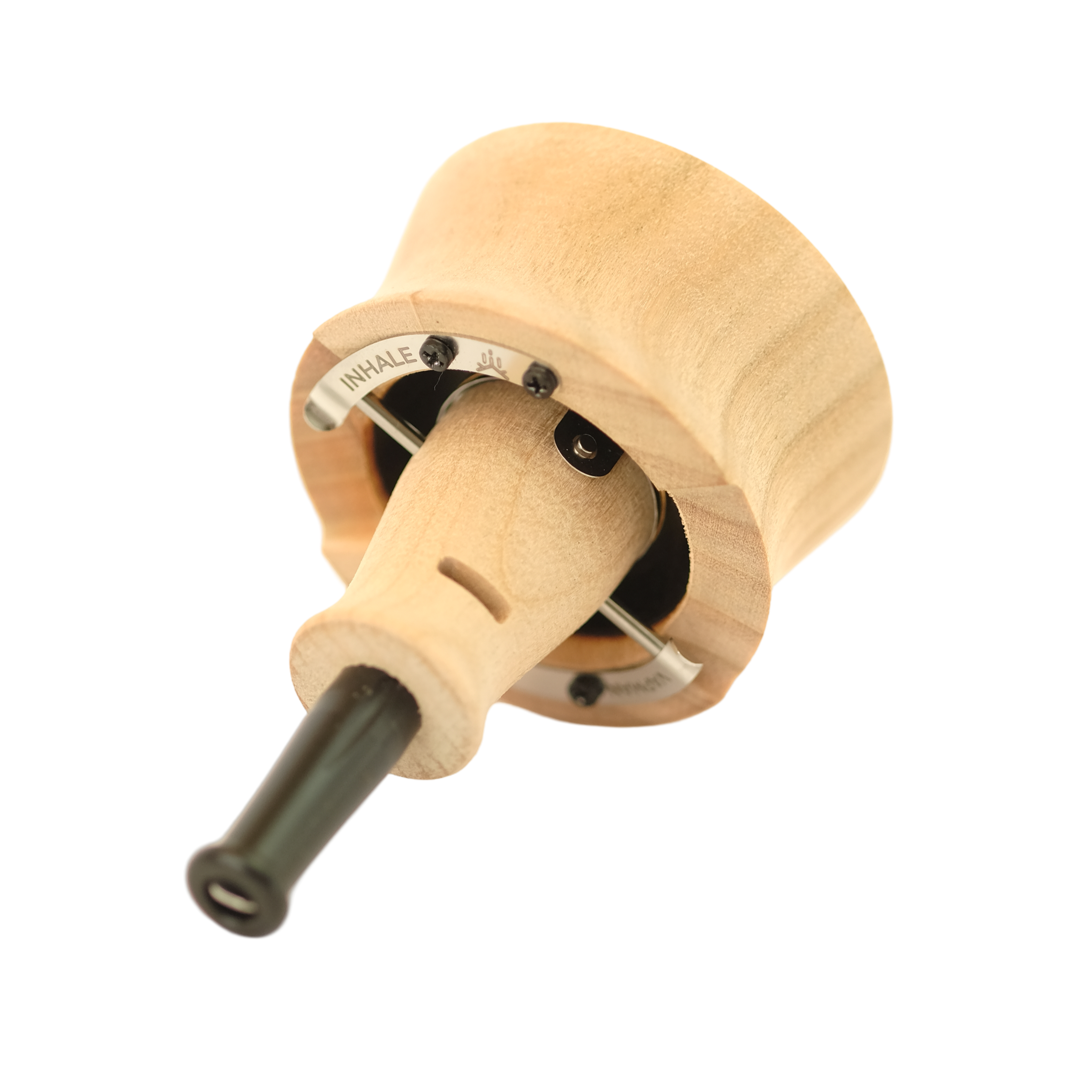 Vapman Click Cherry – Beautifully crafted cherry wood vaporizer with a gold-plated copper pan, instant click heating, and adjustable airflow for a customizable vaping experience.