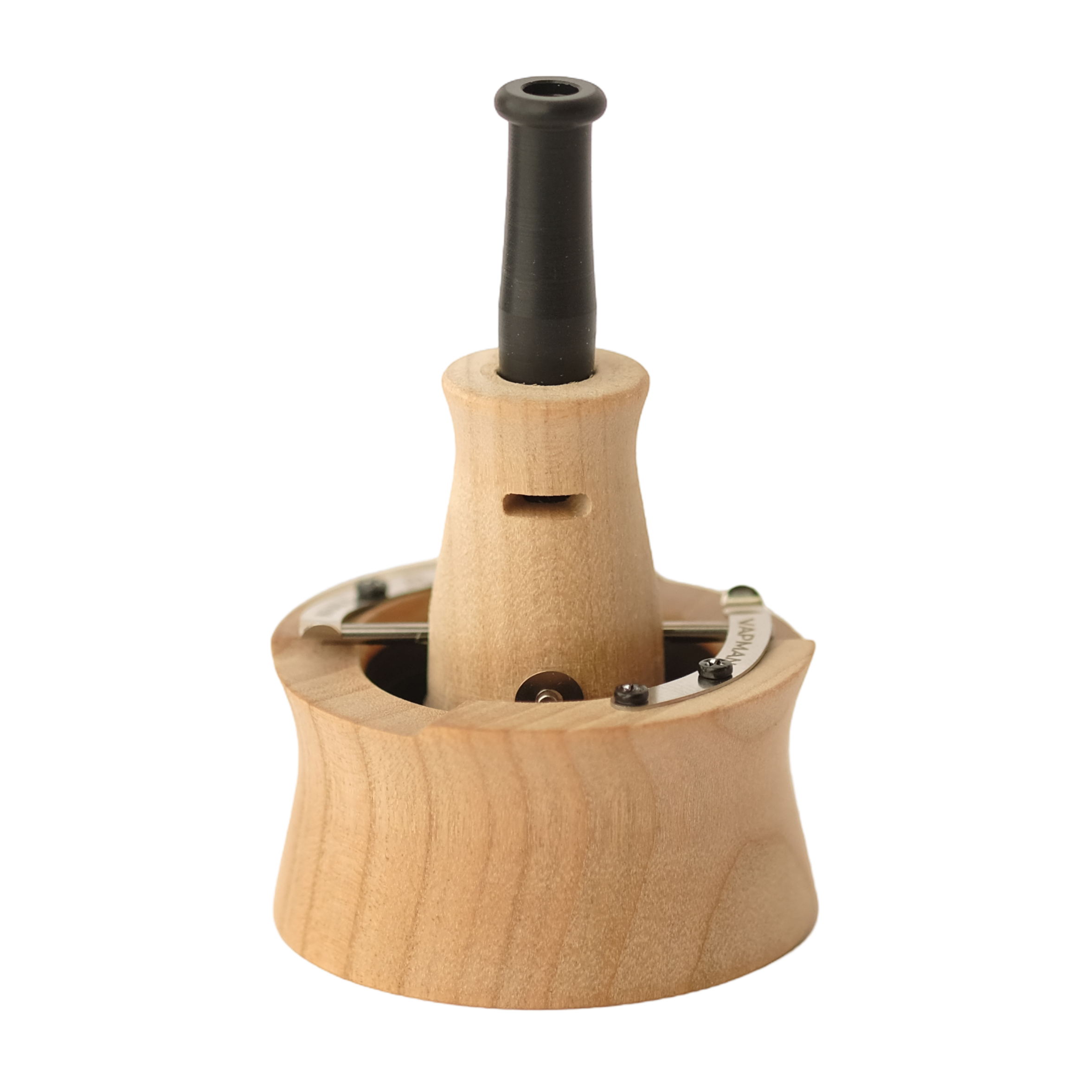 Vapman Click Cherry – Beautifully crafted cherry wood vaporizer with a gold-plated copper pan, instant click heating, and adjustable airflow for a customizable vaping experience.