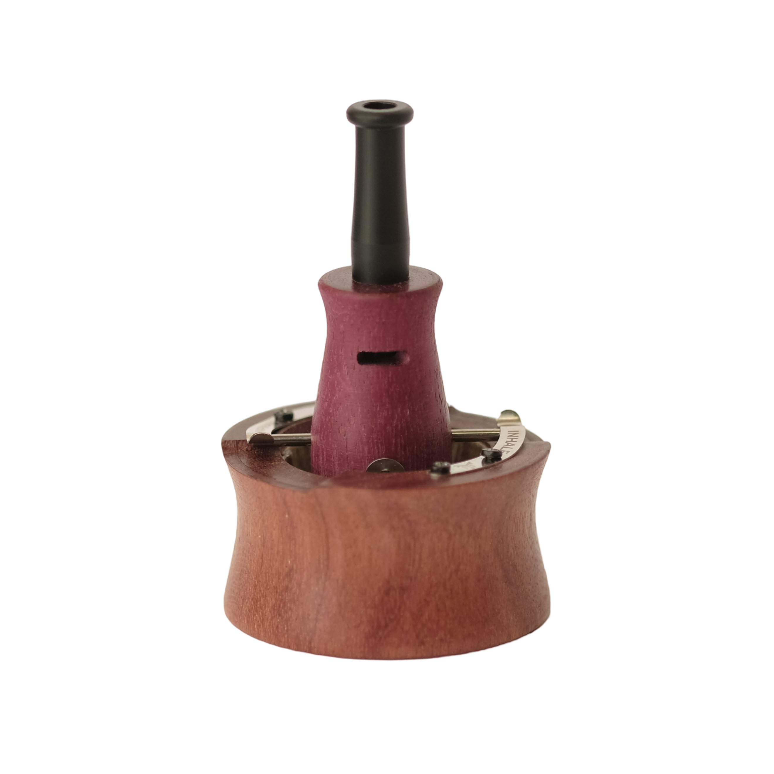 Vapman Click Purpleheart vaporizer made from premium purpleheart wood – Features a gold-plated copper pan, adjustable airflow, and fast heating for an optimal vaping experience.
