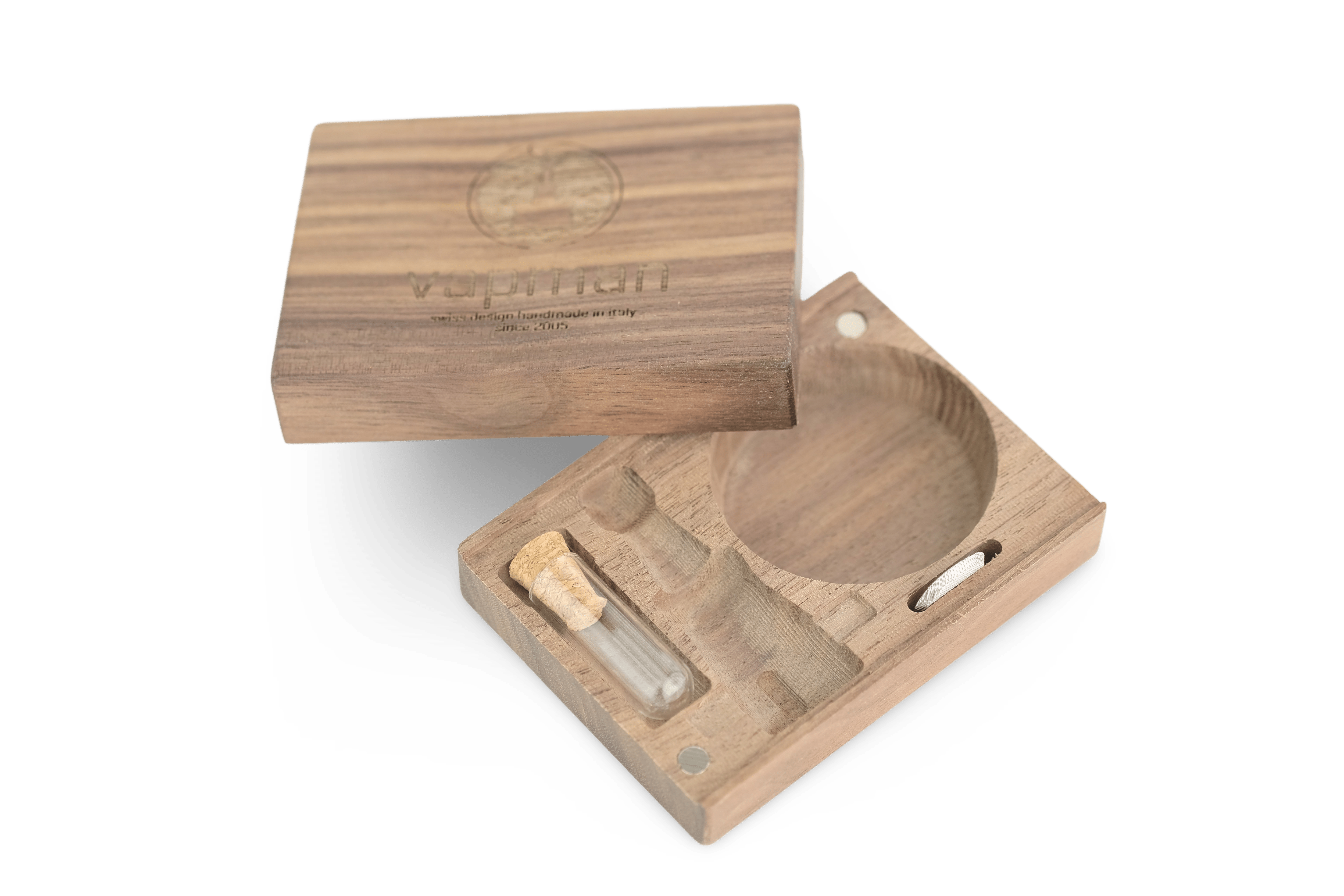 Vapman VapCase - Walnut – A handcrafted herb storage container made from premium walnut wood, designed for freshness, durability, and a sophisticated look.
