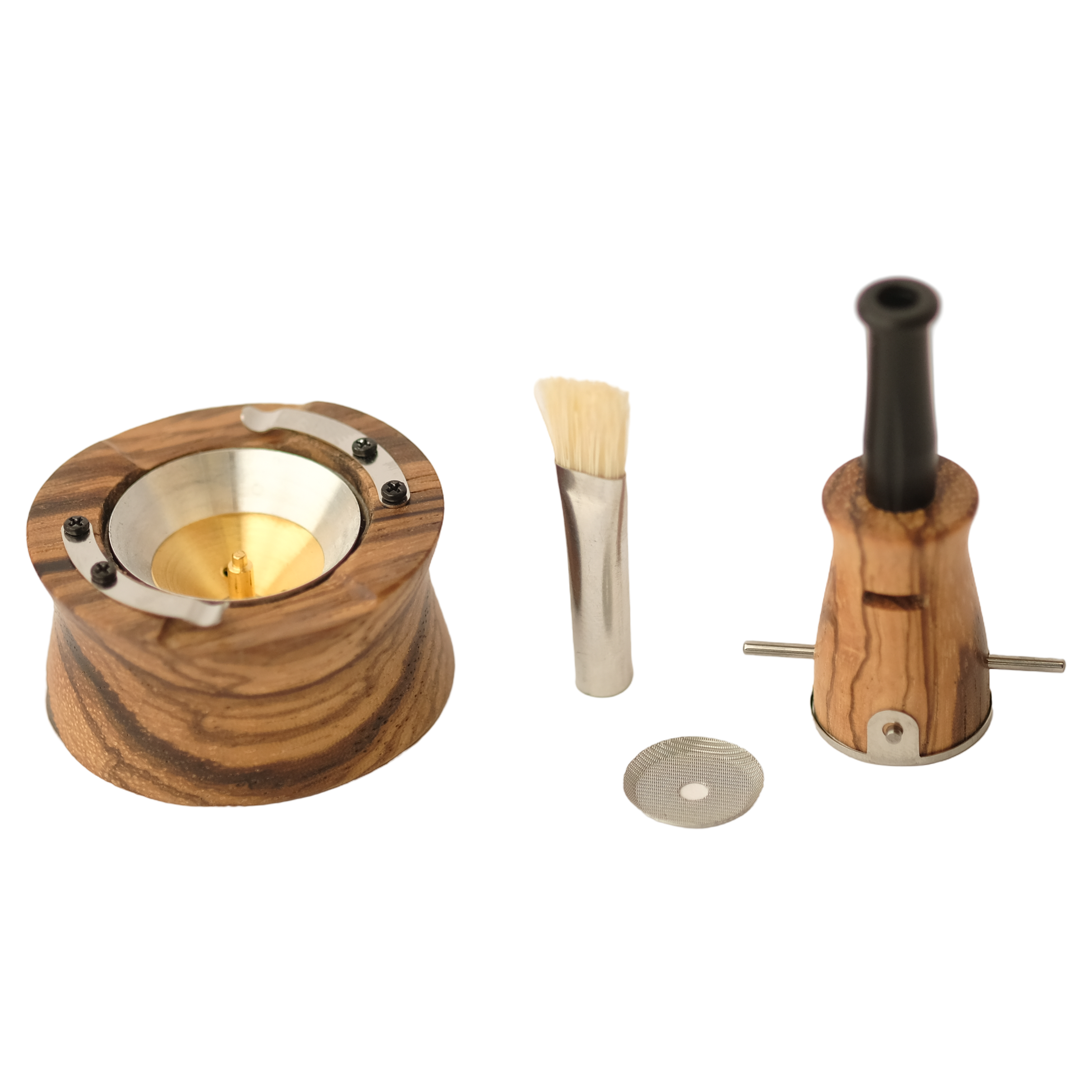 Vapman 2.0 Zebrano – A handcrafted vaporizer made from exotic Zebrano wood, featuring a gold-plated copper pan, precision heating, and adjustable airflow for a refined vaping experience.