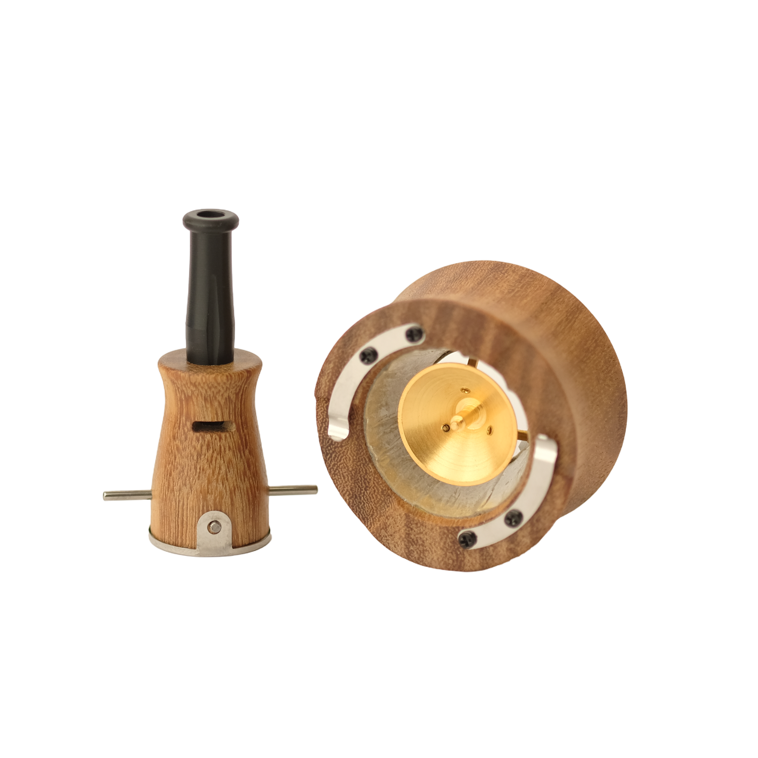 Vapman 2.0 Indian Satinwood – A handcrafted vaporizer made from rare Indian Satinwood, featuring a gold-plated copper pan, precision heating, and adjustable airflow for an optimal vaping experience.