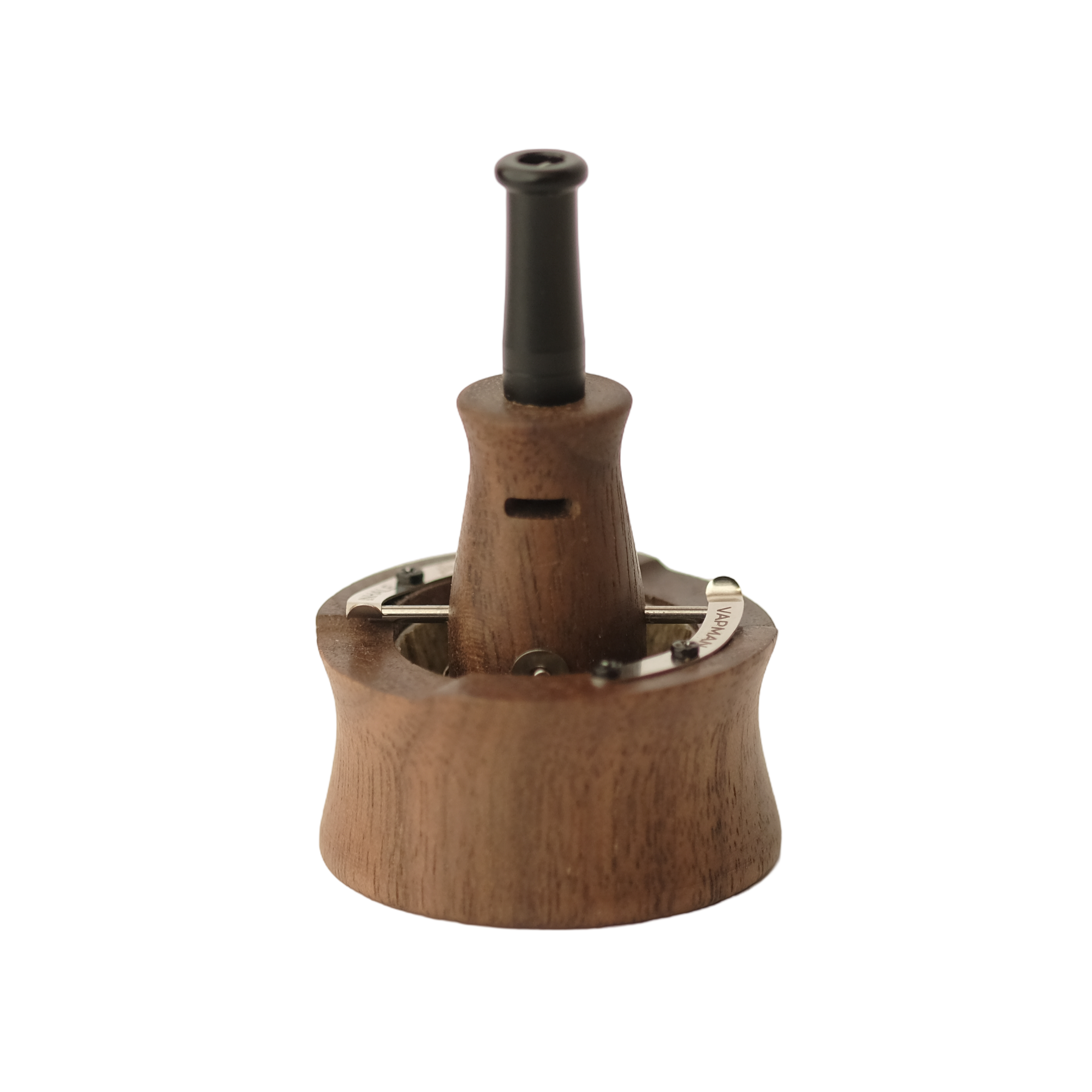 Vapman Click Classic Walnut – Premium walnut wood vaporizer with a gold-plated copper pan, instant click heating, and fully adjustable airflow for a refined vaping experience.