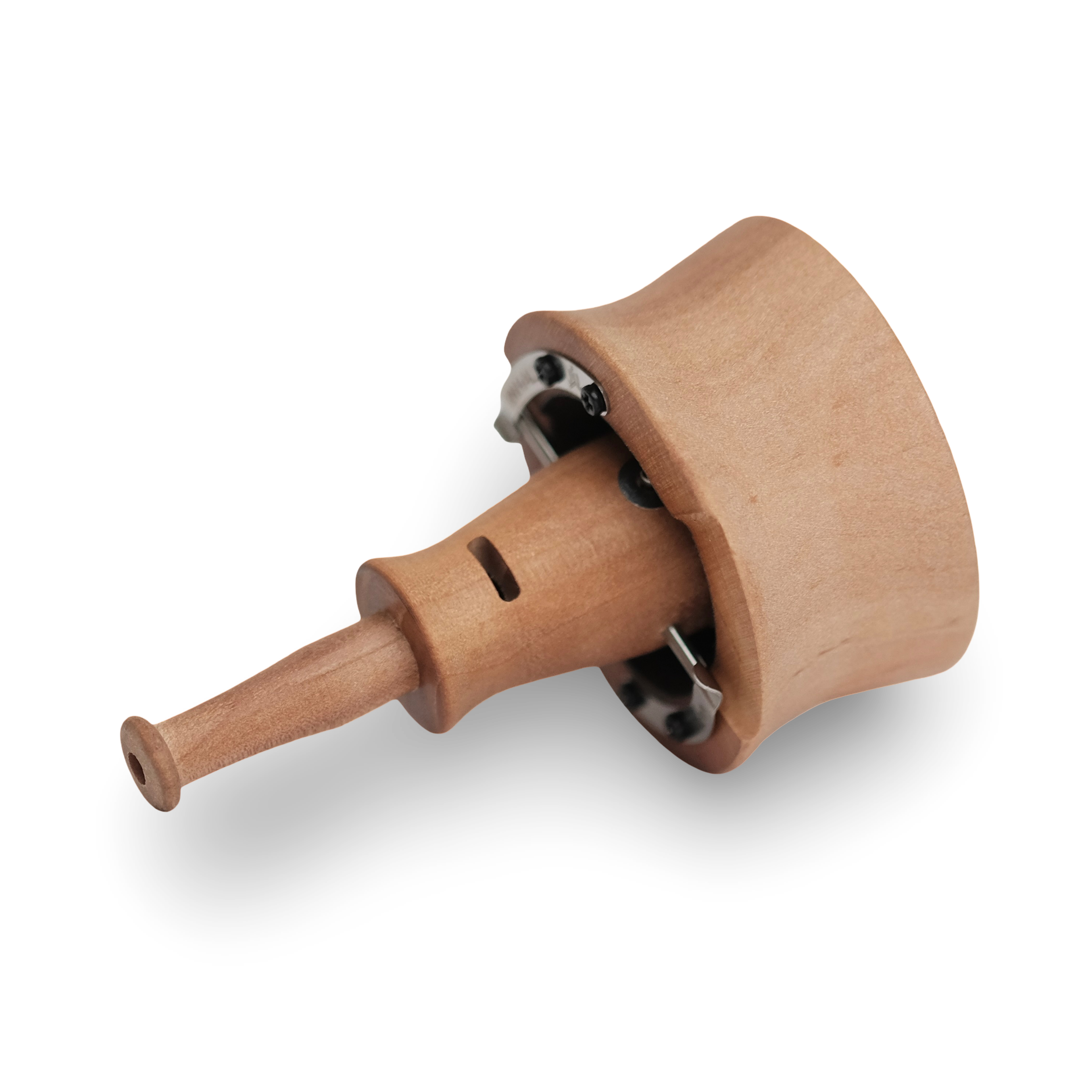 Vapman Click vaporizer crafted from apple wood with smooth natural finish, featuring a compact design and precise heating system for portable herb use