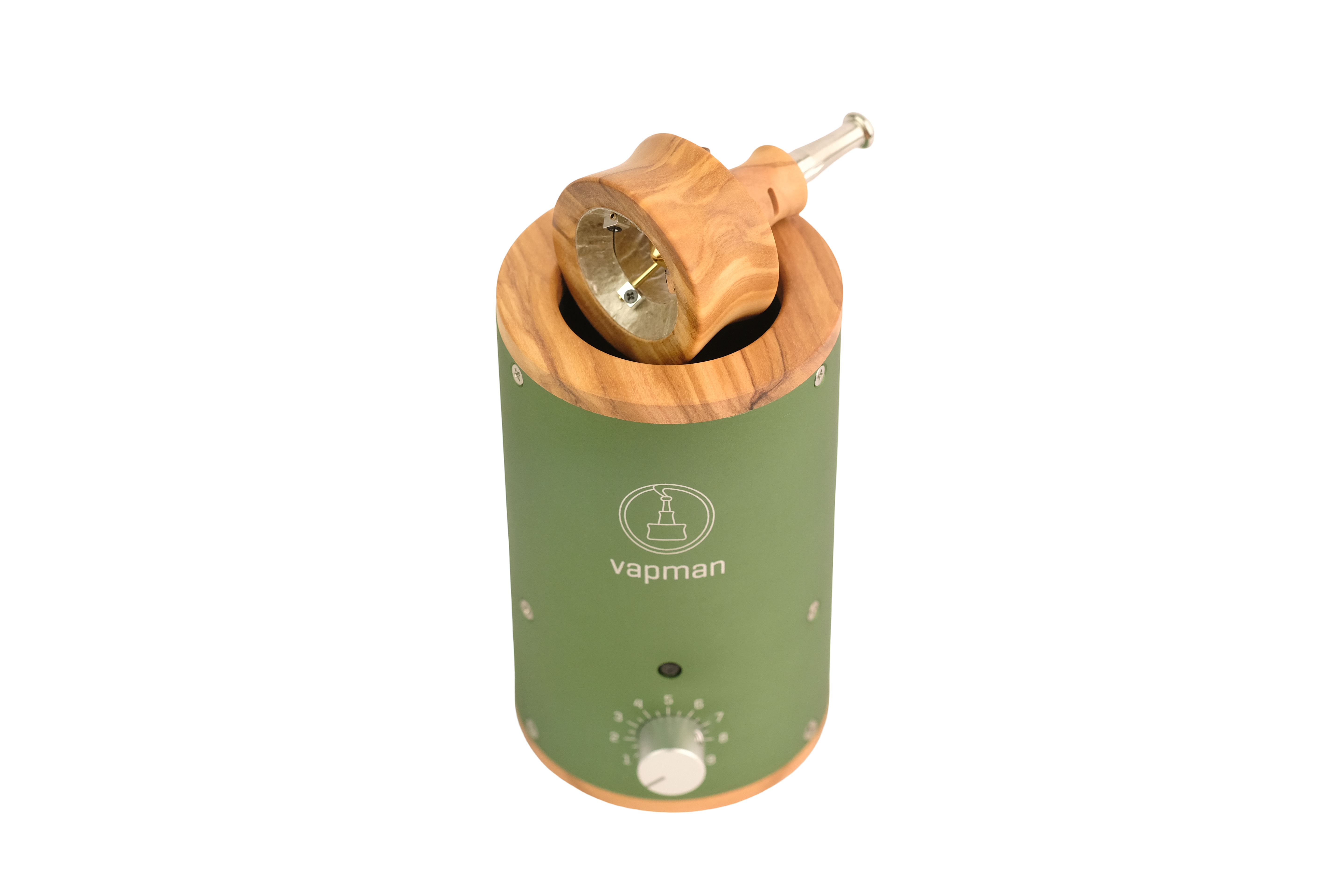 Vapman x Station Bundle - Olive – A premium vaporizer set featuring the handcrafted Vapman in olive wood and the Vapman Heating Station for effortless, precision heating and smooth vaporization.